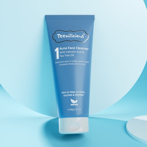 SỮA RỬA MẶT GIẢM MỤN ĐẦU ĐEN, ĐẦU TRẮNG DÀNH CHO DA NHẠY CẢM ACNE FACE CLEANSER- TEENILICIOUS TUÝP 60G