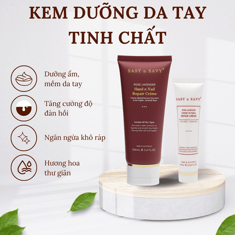 KEM DƯỠNG DA TAY TINH CHẤT HOA HỒNG VÀ OẢI HƯƠNG THUẦN CHAY HỮU CƠ ROSE LAVENDER HAND N NAIL REPAIR CRÈME - SASY N SAVY