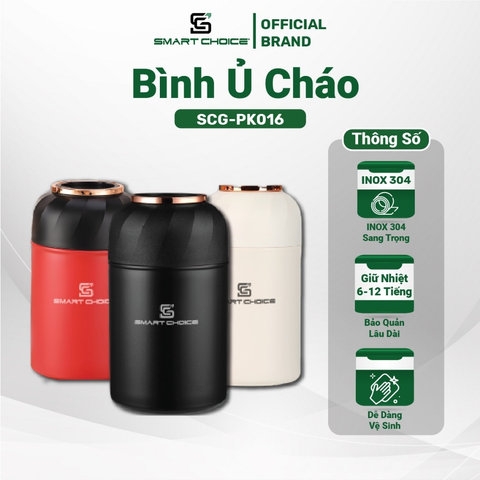 BÌNH Ủ CHÁO GIỮ NHIỆT INOX 304 1050ML TẶNG KÈM MUỖNG SMARTCHOICE SCG-PK016-SMARTCHOICE