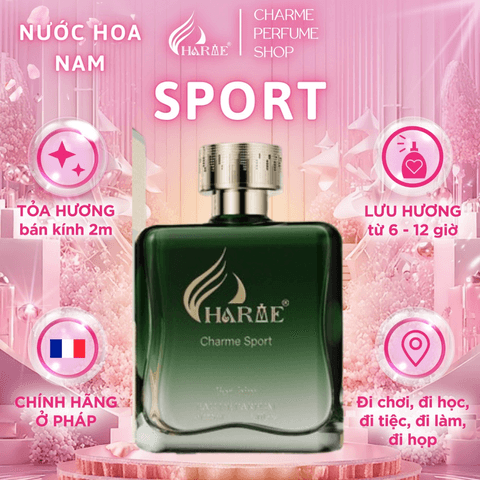 NƯỚC HOA NAM CHARME SPORT 100ML LƯU HƯƠNG LÂU PHONG CÁCH MẠNH MẼ, NAM TÍNH