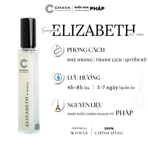 NƯỚC HOA NỮ MINI SIMPLE ELIZABETH 10ML PHONG CÁCH XỊT - CHAVA