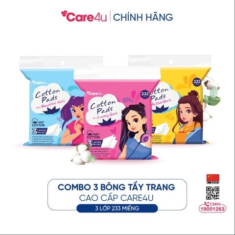 BÔNG TẨY TRANG CAO CẤP 3 LỚP 233 MIẾNG_CARE4165_ CARE4U