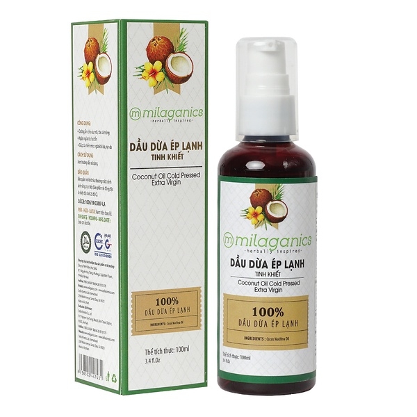 DẦU DỪA NGUYÊN CHẤT ÉP LẠNH TINH KHIẾT DƯỠNG DA, DƯỠNG TÓC, DƯỠNG MÔI - MILAGANICS