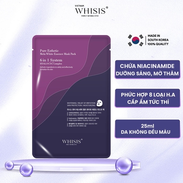 MẶT NẠ TINH CHẤT LÀM TRẮNG DA MELA THẨM MỸ THUẦN KHIẾT 25ML - WHISIS