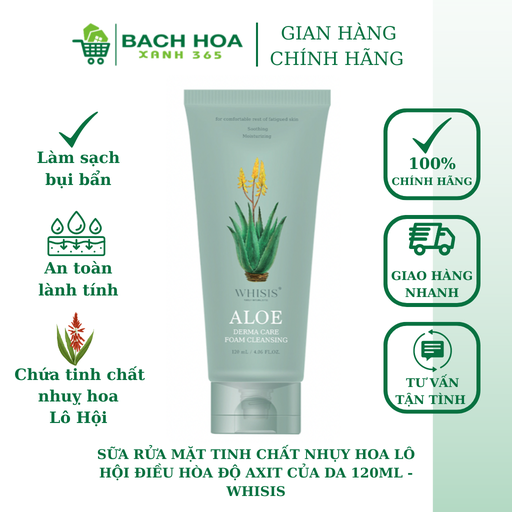 SỮA RỬA MẶT TINH CHẤT NHỤY HOA LÔ HỘI ĐIỀU HÒA ĐỘ AXIT CỦA DA 120ML - WHISIS