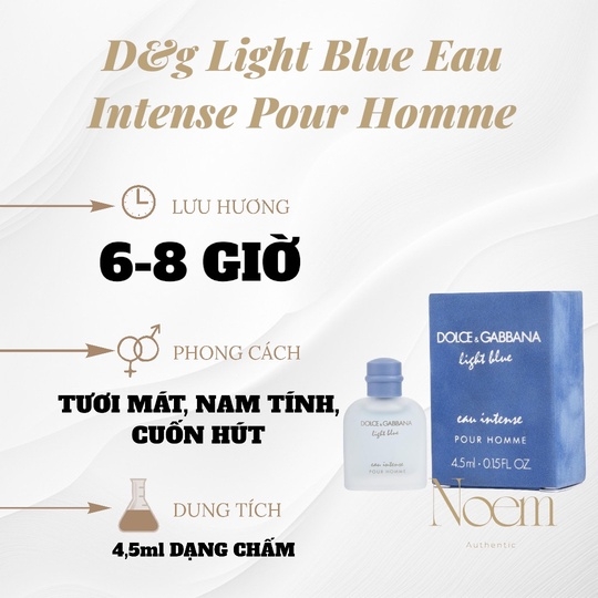 NƯỚC HOA MINI D&G LIGHT BLUE EAU INTENSE POUR HOMME 4,5ML - NOEM