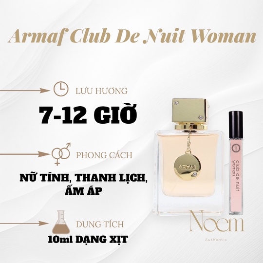 NƯỚC HOA CHIẾT 10ML ARMAF CLUB DE NUIT WOMAN EDP / CLUB HỒNG - NOEM