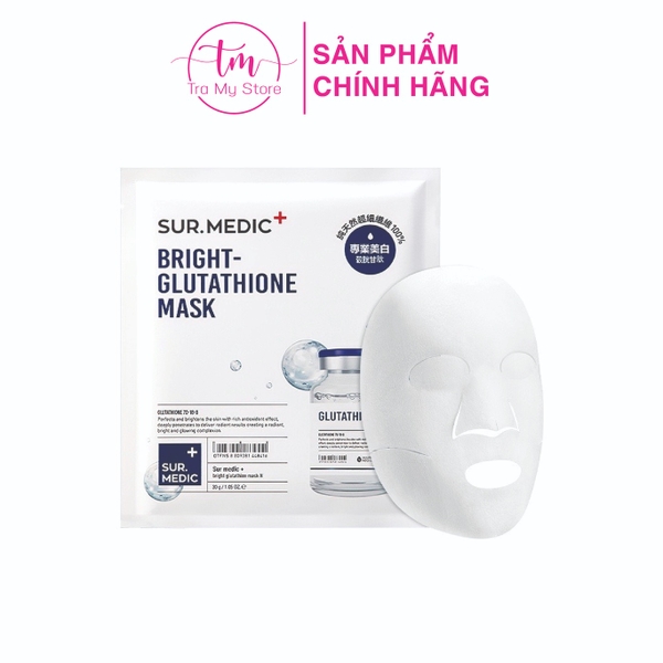 MẶT NẠ DƯỠNG TRẮNG SUR MEDIC BRIGHT GLUTATHIONE MASK HỘP 10 MIẾNG - GLUTATHIONE MASK