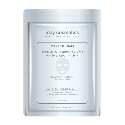 HỘP 5 MIẾNG MẶT NẠ MAY ESSENTIALS BRIGHTENING INFUSION SHEET MASK - MAY COSMETICS