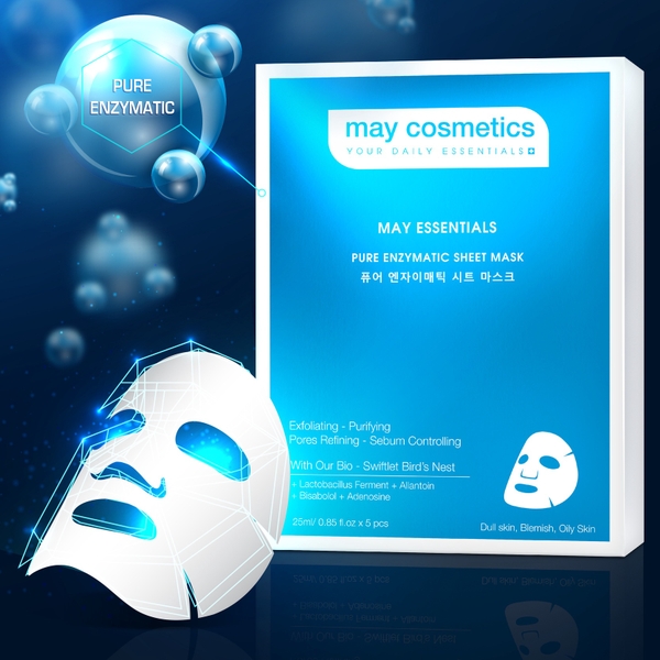 HỘP 5 MIẾNG MẶT NẠ MAY ESSENTIALS PURE ENZYMATIC SHEET MASK - MAY COSMETICS