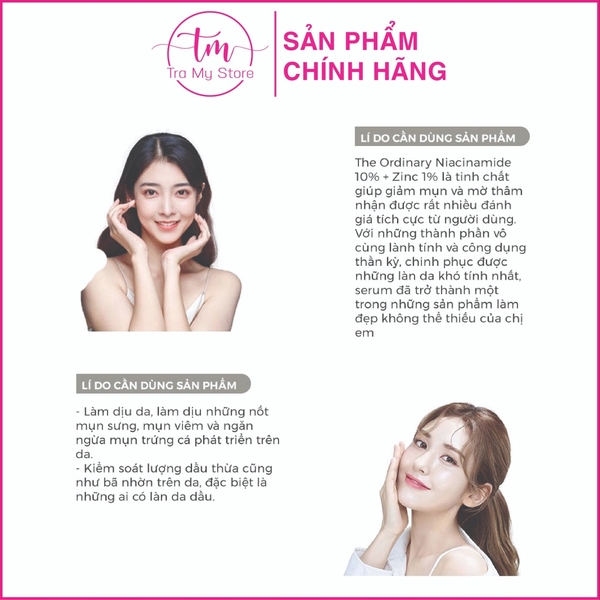 TINH CHẤT TRỊ MỤN, GIẢM THÂM NIACINAMIDE 10 + ZINC 1 - THE ORDINARY