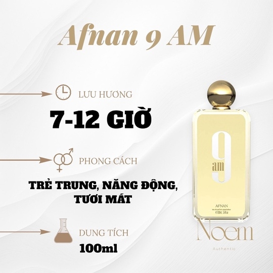 NƯỚC HOA AFNAN 9 AM EDP 100ML - NOEM 804.650đ