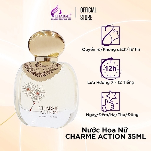 NƯỚC HOA NỮ CHARME ACTION 15ML LƯU HƯƠNG LÂU THANH MÁT, GỢI CẢM _ NƯỚC HOA CHÍNH HÃNG