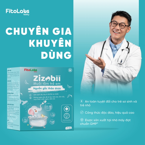 MUỐI TẮM THẢO DƯỢC ZIZOBII FITOLABS KHÁNG KHUẨN, DƯỠNG ẨM HỘP 20 GÓI