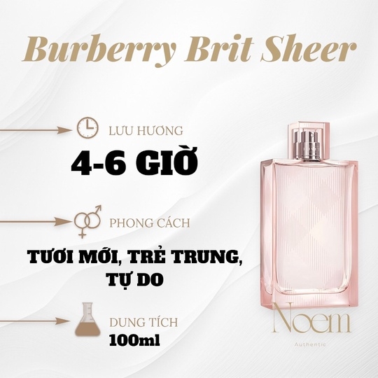 NƯỚC HOA BURBERRY BRIT SHEER EDT 100ML - NOEM