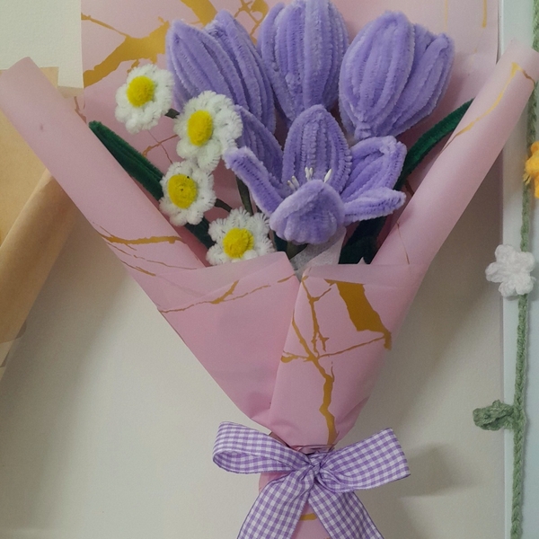 BÓ HOA KẼM NHUNG HANDMADE YUKISHOP YK15