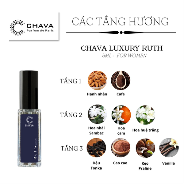 NƯỚC HOA NỮ MINI LUXURY RUTH 5ML PHONG CÁCH XỊT - CHAVA