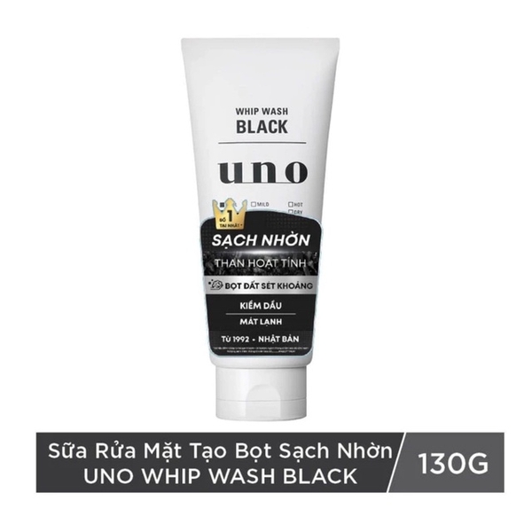 SỮA RỬA MẶT TẠO BỌT SẠCH NHỜN WHIP WASH BLACK UNO 130GR - SHISEIDO
