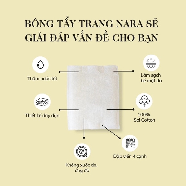 BÔNG TẨY TRANG NARA 160 MIẾNG COTTON PAD - MIHOO