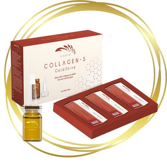 [HỘP] TINH CHẤT COLLAGEN-S GOLD SHINE CHỐNG LÃO HÓA, MỊN DA, CẤP ẨM - VIESKIN COLLAGEN - 3 LỌ/HỘP