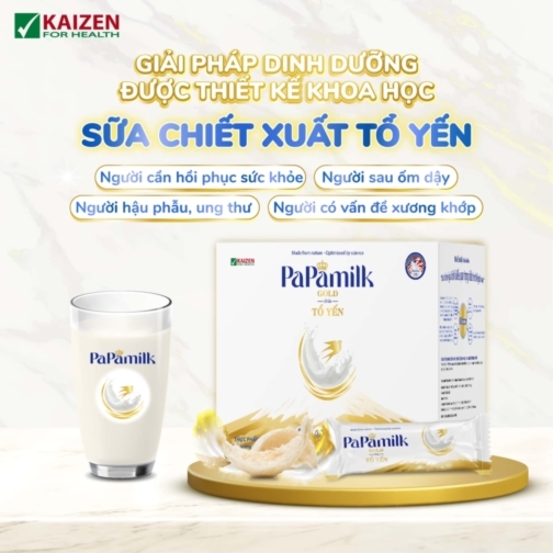 Sữa hỗ trợ loãng xương và giúp hồi phục PaPamilk Gold chứa Tổ Yến (3 in 1) - Hộp 7 gói (Gói 32gr)