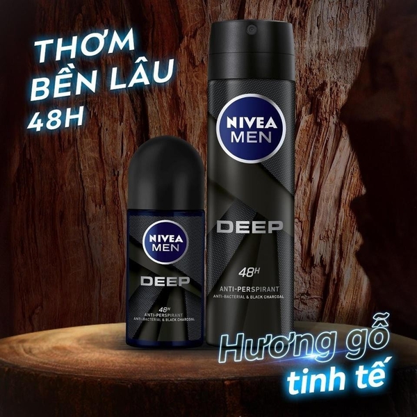 Lăn Ngăn Mùi NIVEA MEN Deep Than Hoạt Tính