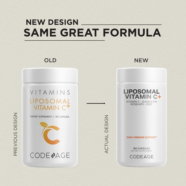 Viên uống vitamin C giúp tăng cường miễn dịch, chống oxy hóa CodeAge Vitamins Liposomal Vitamin C+ 180 viên