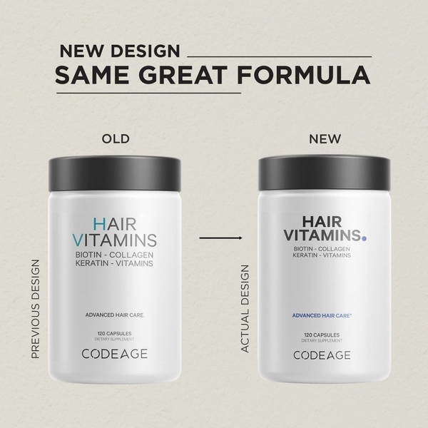 Viên uống kích thích mọc tóc, ngăn ngừa rụng tóc Codeage Hair Vitamins 120 viên