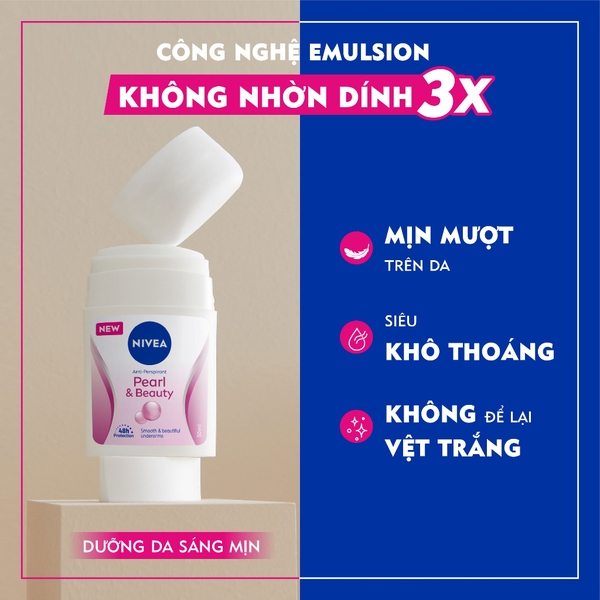 Sáp n‎găn mùi nữ‪ NIVEA Pearl & Beauty​ Ngọc trai - Lăn‪ nách