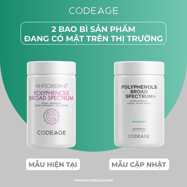 Viên uống chống nắng, sáng da CodeAge Polyphenols Broad Spectrum 120 viên
