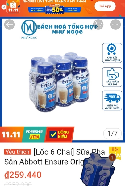 Sữa nước pha sẵn Ensure abbot