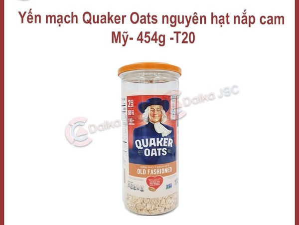 Yến mạch Quaker nguyên hạt nắp cam-mỹ -450g-t20