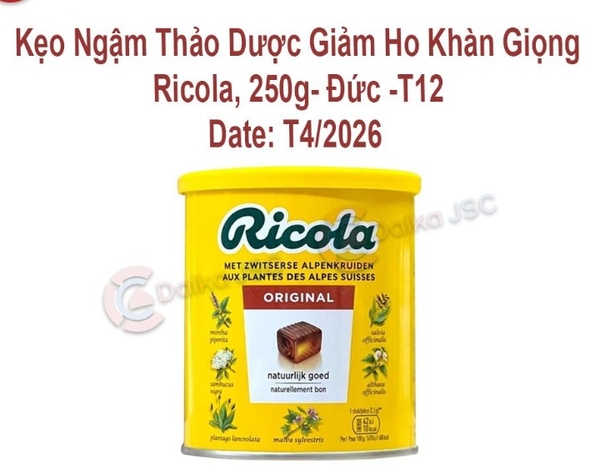 Kẹo ngậm thảo dược giảm ho khàn giọng Ricola-250g-Đức-T12