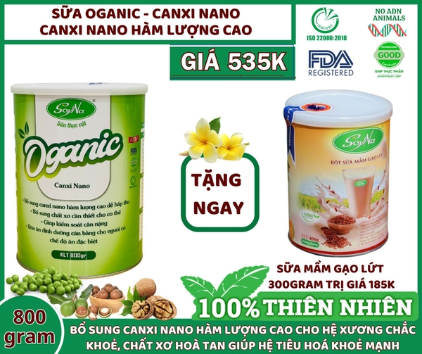 SỮA HẠT OGANIC CAO CẤP SOYNA - THƯƠNG HIỆU VIỆT -LON 900g-Feeship