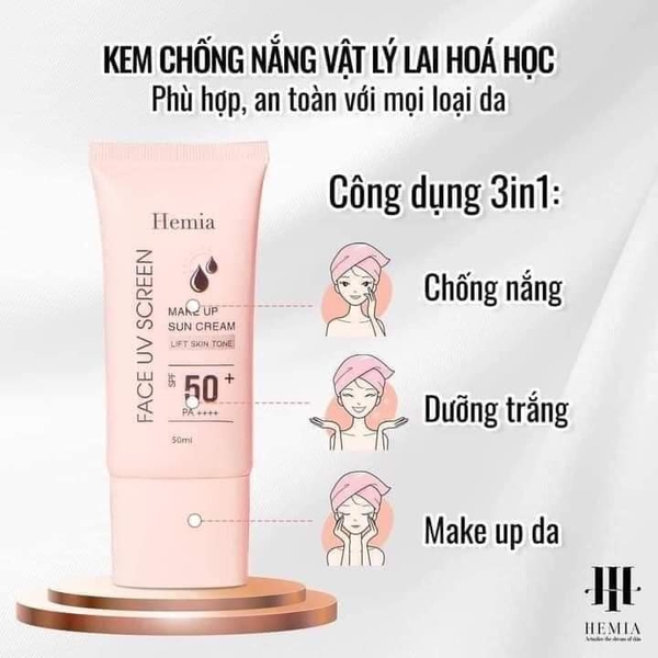 Kem chống nắng Hemia Hàn Quốc chính hãng bảo vệ da lên đến 8H