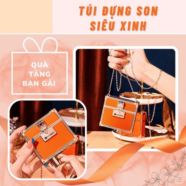 SET SON MÔI TÚI SÁCH HỘP CAM SANG TRỌNG S2403 - SILKYGIRL