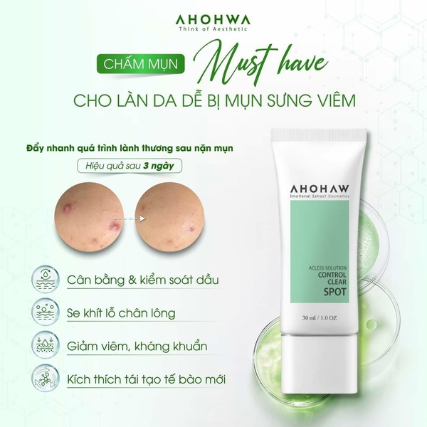 Kem chấm mụn AHOHAW giảm tổn thương 30ml