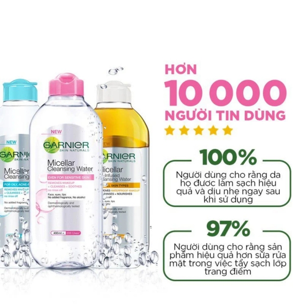 Nước tẩy trang Garnier Micellar 400ml Nga