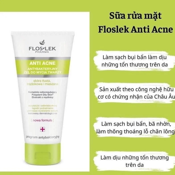 sữa rửa mặt Floslek Anti Acne Face Cleansing Gel-ba lan