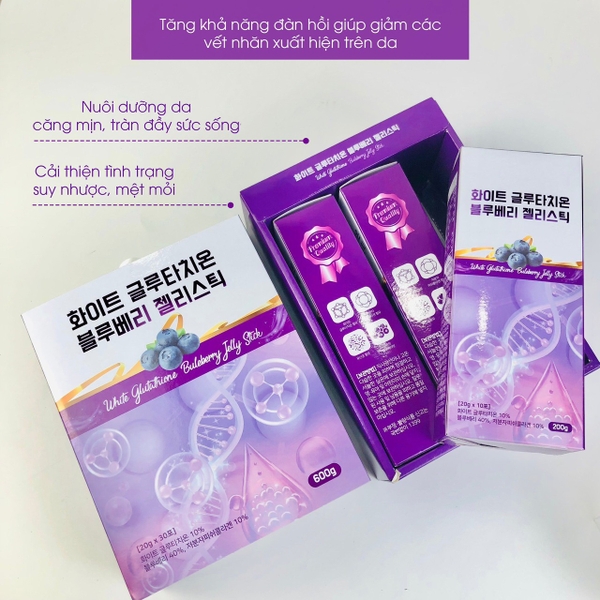 Thạch Collagen trắng da Glutathione vị việt quất-hàn