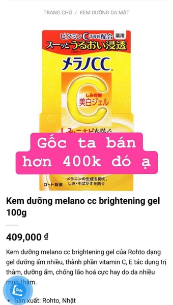Kem Dưỡng Dạng Gel Giúp Dưỡng Trắng, Cải Thiện Thâm Sạm Melano CC Whitening Gel 100g-nhật