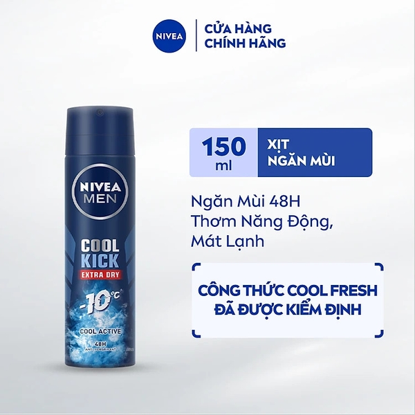 Xịt Ngăn Mùi NIVEA MEN Cool Kick Mát Lạnh (150 ml)