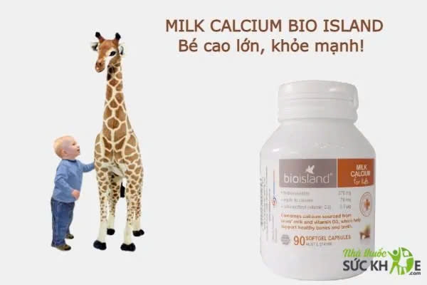 Canxi Milk calcium Bio Island Úc - sữa bò non cho bé, 90 viên