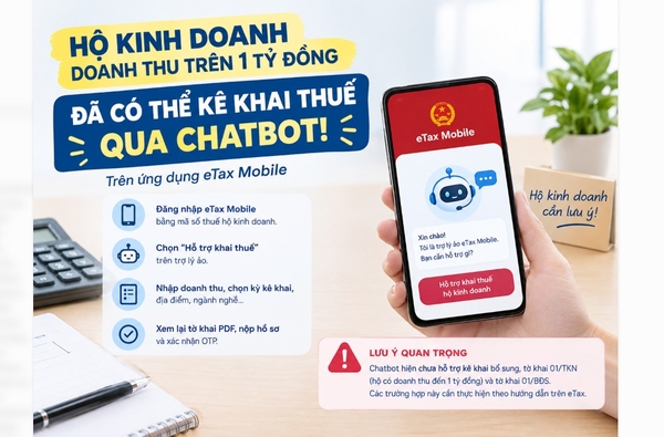 Hộ kinh doanh doanh thu trên 1 tỷ đồng kê khai thuế trên Chatbot ra sao?