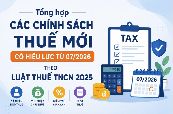 Tổng hợp các chính sách thuế mới có hiệu lực từ 07/2026 theo Luật Thuế TNCN 2025