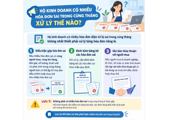 Hộ kinh doanh có nhiều hóa đơn sai trong cùng tháng xử lý thế nào?