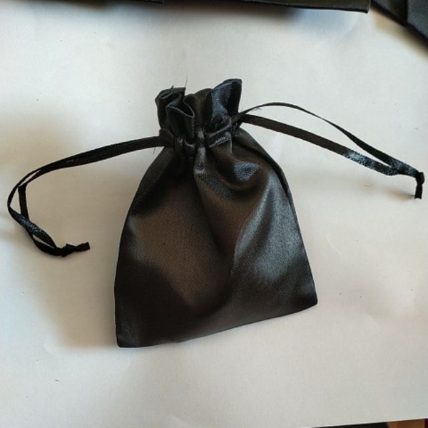 10 Túi rút mini vải satin đen 7x9cm