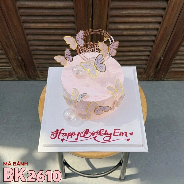 Bánh kem BK2610 cánh bướm vàng hồng lãng mạn chúc mừng sinh nhật em yêu