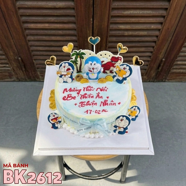 Bánh kem BK2612 Doremon xanh dễ thương chúc mừng đầy tháng bé trai