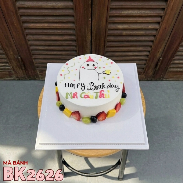 Bánh kem BK2626 hình vẽ tinh nghịch mix dâu xoài tươi chúc mừng sinh nhật nam giới